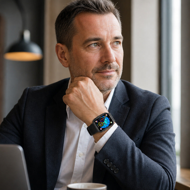 BP Med 18B Accurate Blood Pressure Smartwatch in black on wrist — lifestyle scene